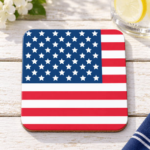 Patriotic American Flag Red White Blue Coaster
