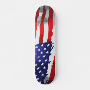 Patriotic American Flag Red White Blue USA Skateboard