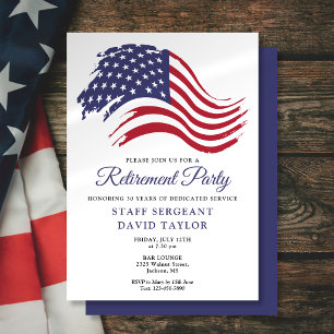 Patriotic American Flag Retirement Party Invitation