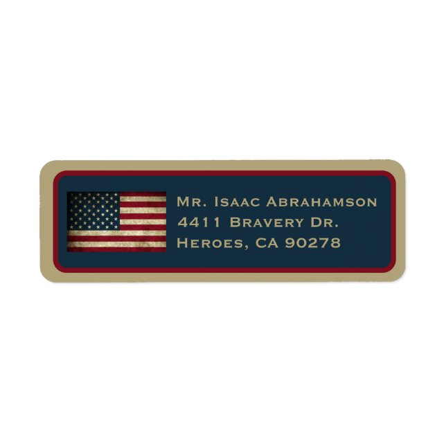 Patriotic American Flag Return Address Label (Front)