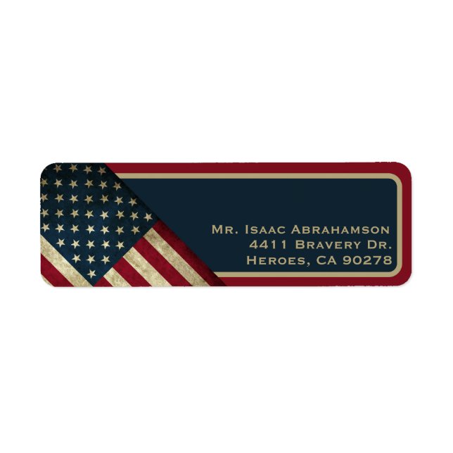 Patriotic American Flag Return Address Label (Front)