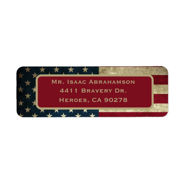 Patriotic American Flag Return Address Label (Front)