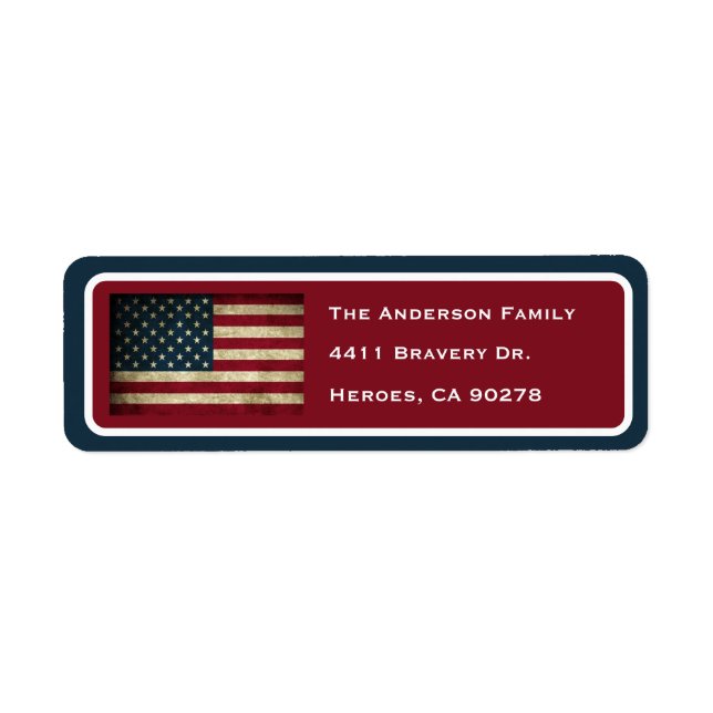 Patriotic American Flag Return Address Label (Front)