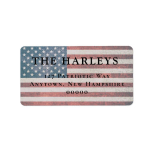 Patriotic American Flag Return Address Labels