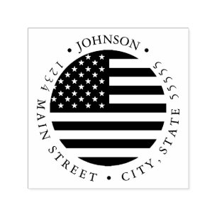 Patriotic American Flag Return Label Self-inking Stamp