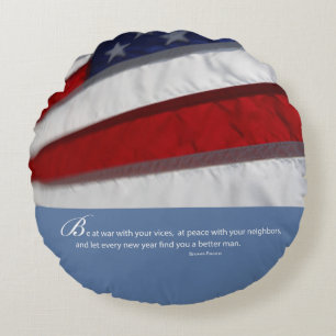 Patriotic, American Flag Round Cushion
