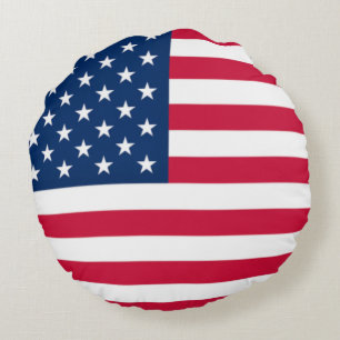 Patriotic American Flag Round Pillow