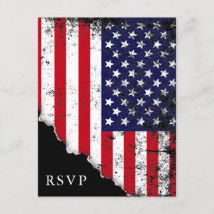 Patriotic American Flag RSVP Reply Card