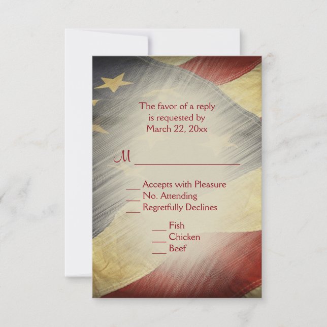 Patriotic American Flag RSVP with Menu Choices (Front)