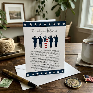 Patriotic American Flag Salute Veteran Thank You Invitation