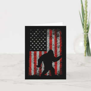 Patriotic American Flag Sasquatch Lover Gift Bigfo Card