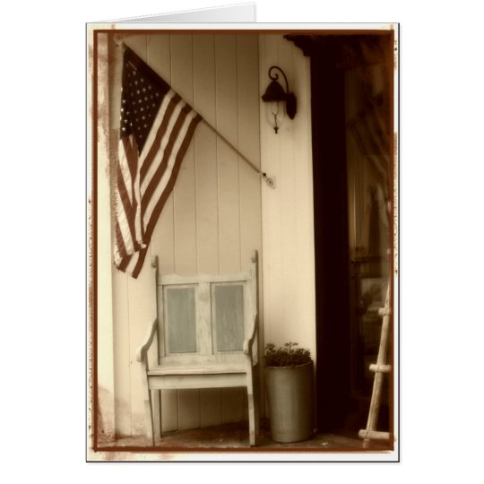 Patriotic American Flag Sepia Note Card