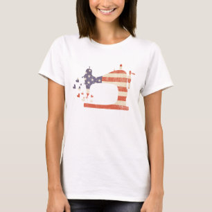 Patriotic American Flag Sewing Machine T-Shirt