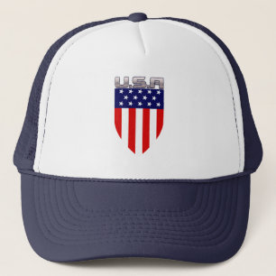 Patriotic American Flag Shield Trucker Hat