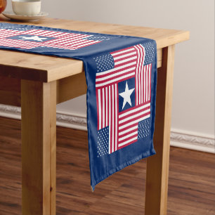 Patriotic American Flag Short Table Runner