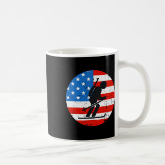 Patriotic American Flag Ski Biathlon Athlete Silho Coffee Mug
