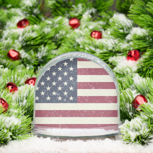 Patriotic American flag snow globe with your photo