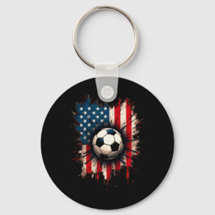 Patriotic American Flag Soccer Key Ring