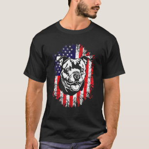 Patriotic American Flag Staffy Staffordshire Bull T-Shirt