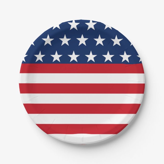 Patriotic American Flag Star and Stripes USA Paper Plate (Front)