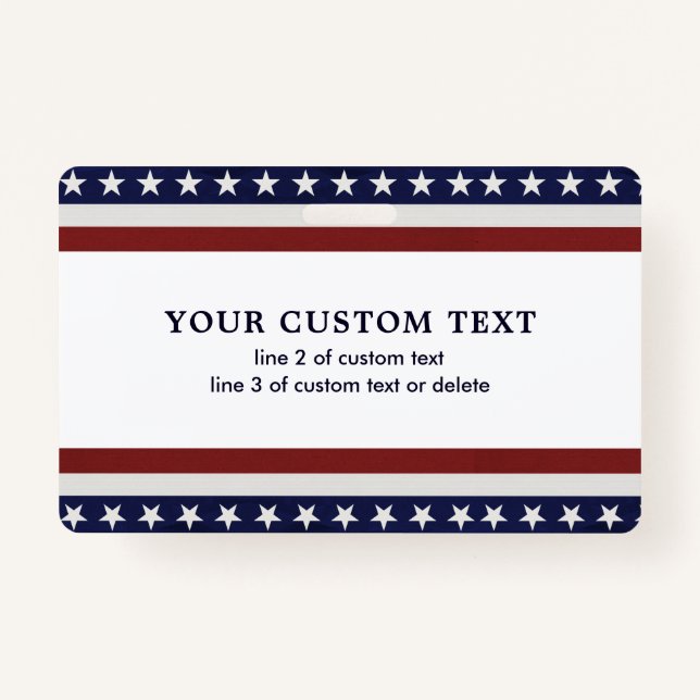 Patriotic American Flag Stars and Stripes Custom ID Badge (Front)