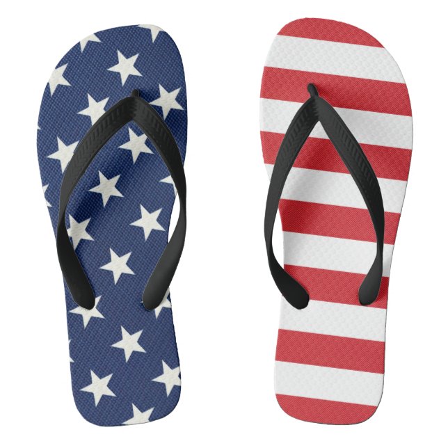 Patriotic American Flag Stars and Stripes  Flip Flops (Footbed)