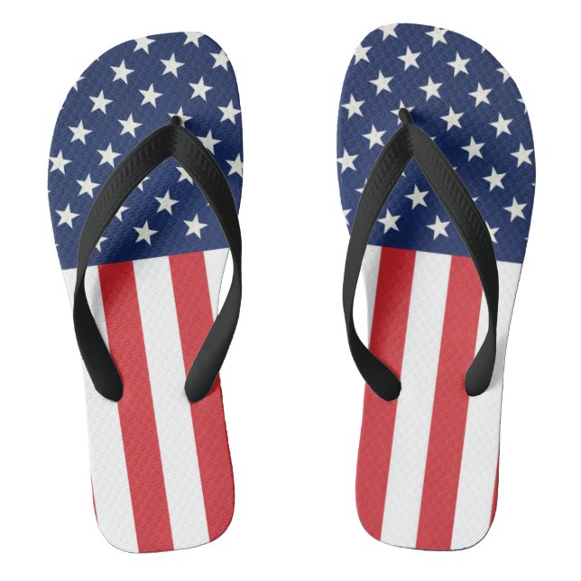 Patriotic American Flag Stars and Stripes Flip Flops (Footbed)