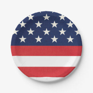 Patriotic American Flag Stars and Stripes Paper Plate