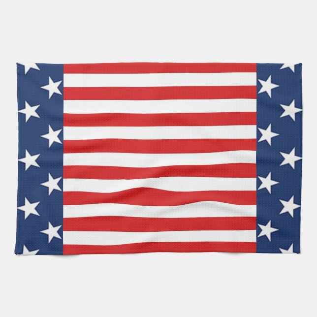 Patriotic American Flag Stars and Stripes Tea Towel (Horizontal)