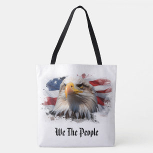 *~* Patriotic American Flag Stars Bald Eagle Tote Bag
