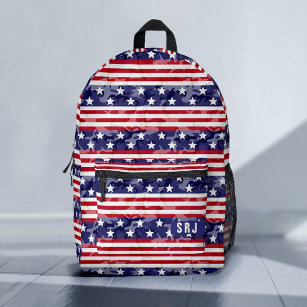 Patriotic American Flag Stars Stripes Camouflage Printed Backpack