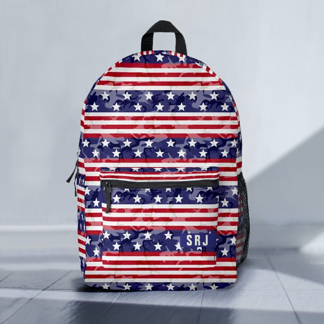 Patriotic American Flag Stars Stripes Camouflage Printed Backpack (Creator Uploaded)
