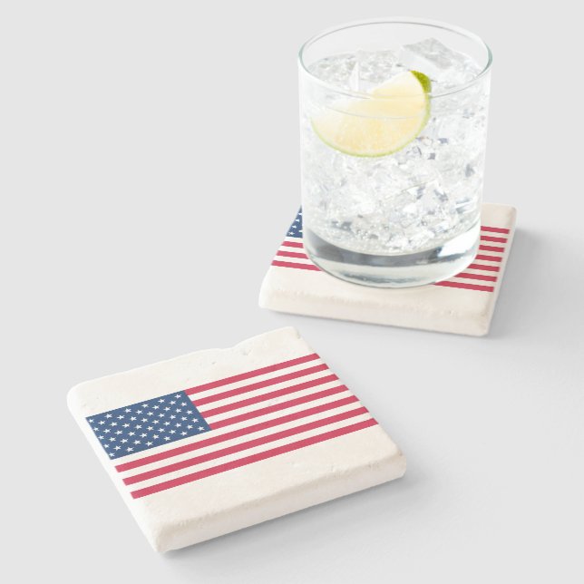 Patriotic American Flag Stone Coaster (Side)