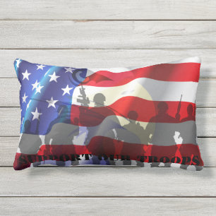 Patriotic American Flag Support our troops Lumbar Cushion