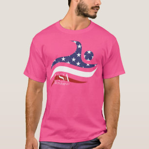 Patriotic American Flag Swimming Usa Gift Swim Tea T-Shirt