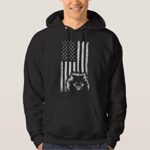 Patriotic American Flag Teacup Pomeranian Hoodie