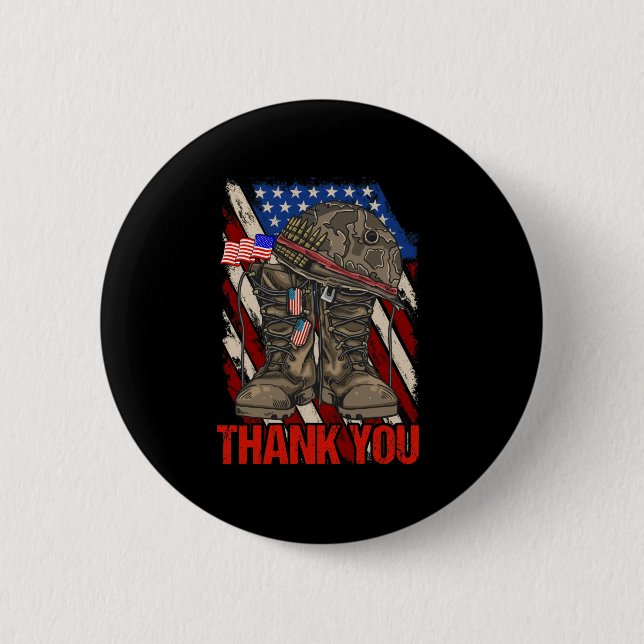 Patriotic American Flag Thank You 6 Cm Round Badge (Front)