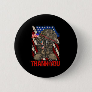 Patriotic American Flag Thank You 6 Cm Round Badge