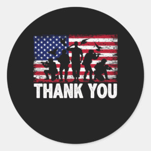 Patriotic American Flag Thank You Classic Round Sticker