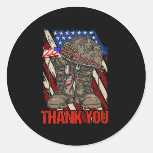 Patriotic American Flag Thank You Classic Round Sticker