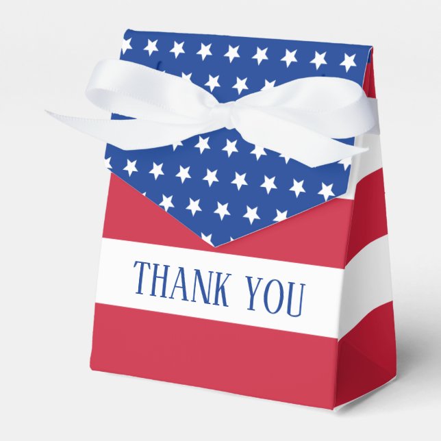 Patriotic American Flag Thank You Favour Box (Front Side)