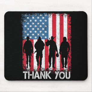 Patriotic American Flag Thank You For Mouse Mat