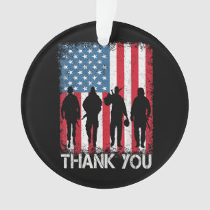 Patriotic American Flag Thank You For Ornament