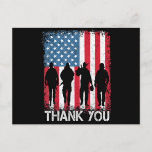 Patriotic American Flag Thank You For Postcard