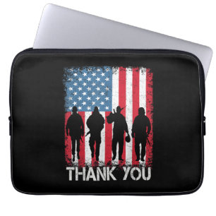 Patriotic American Flag Thank You Laptop Sleeve