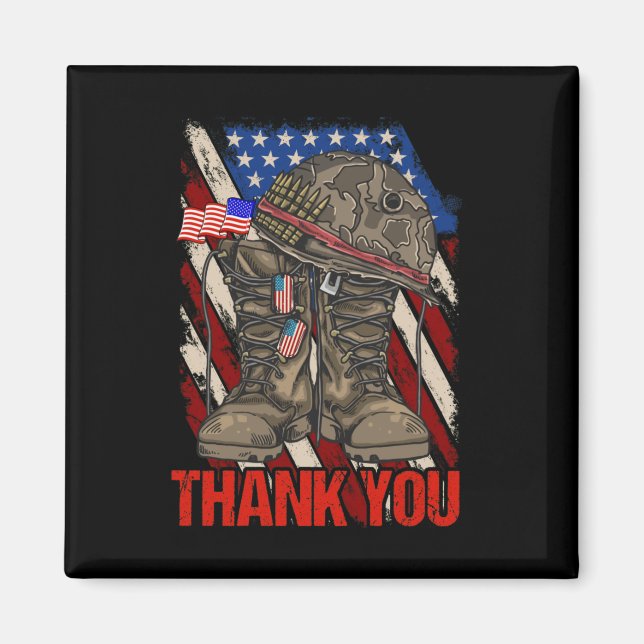 Patriotic American Flag Thank You Magnet (Front)