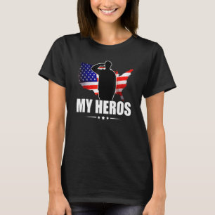 Patriotic American Flag Thank You My Heros Veteran T-Shirt