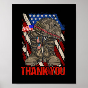 Patriotic American Flag Thank You Poster