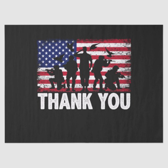 Patriotic American Flag Thank You Tissue Paper (Front)