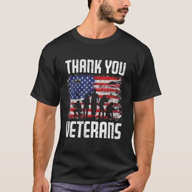 Patriotic American Flag Thank You Veterans Day Men T-Shirt (Front)
